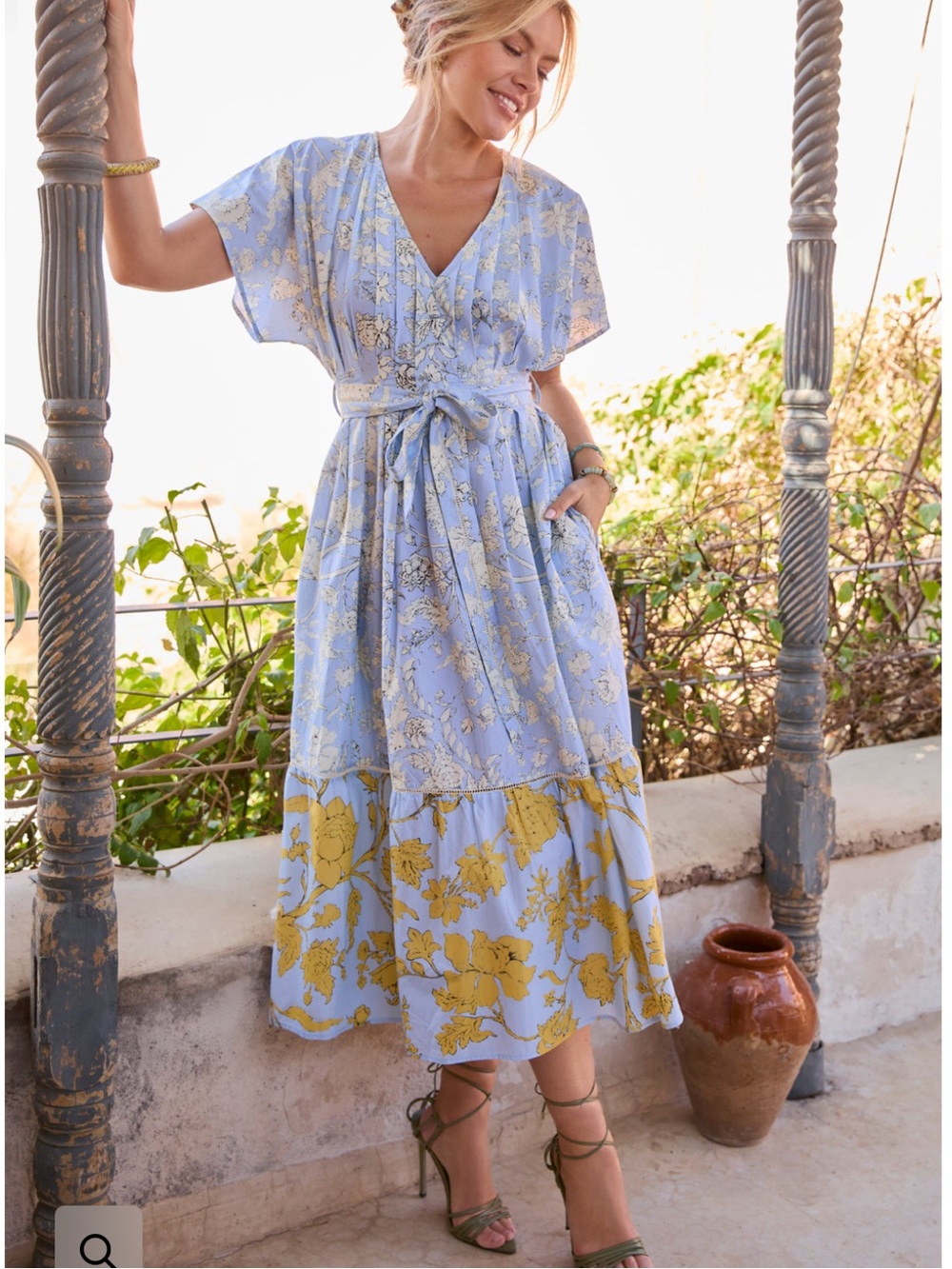Hope & Ivy Noor MIDI Dress with Tie Waist